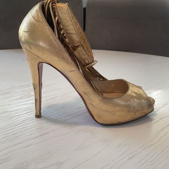 Christian Louboutin Metallic Fringe Heels - Picture 6 of 16